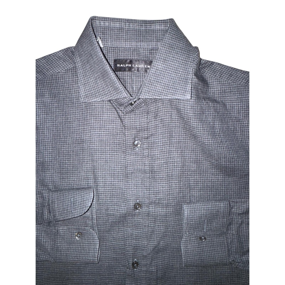 Vintage Black Label Ralph Lauren gray plaid Cotton Shirt MSRP $250 Size S